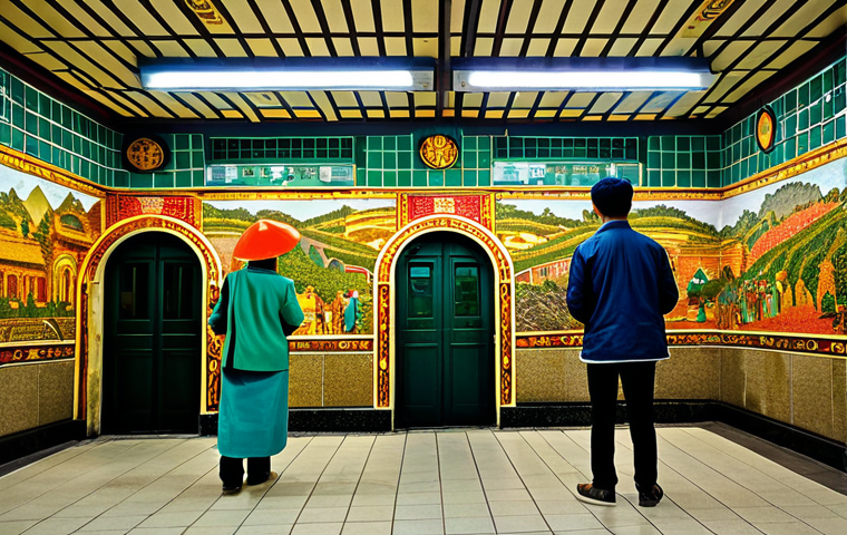 지하철 아트의 지역 문화 표현 - Modern Hanoi Subway Station Art**

"A bustling Hanoi subway station, featuring a large mural depicti...