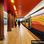 지하철 아트와 색채의 의미 - A vibrant metro station interior in Ho Chi Minh City featuring traditional Vietnamese mosaic wall ar...