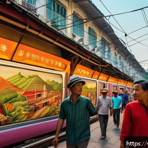 지하철 아트와 커뮤니케이션 - A vibrant metro station mural in Ho Chi Minh City depicting urban life and historical elements, feat...